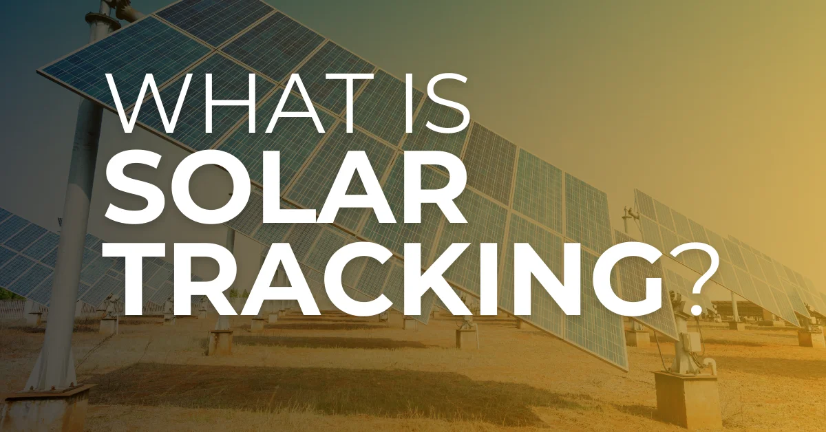 Solar tracking panels with a golden gradient background and the text 'What is Solar Tracking?' in bold white font.